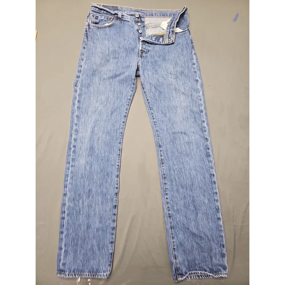 2-Levi's 501 Jeans Mens 32x34 (32x32) Blue Denim Straight Leg Button Fly Outdoor
